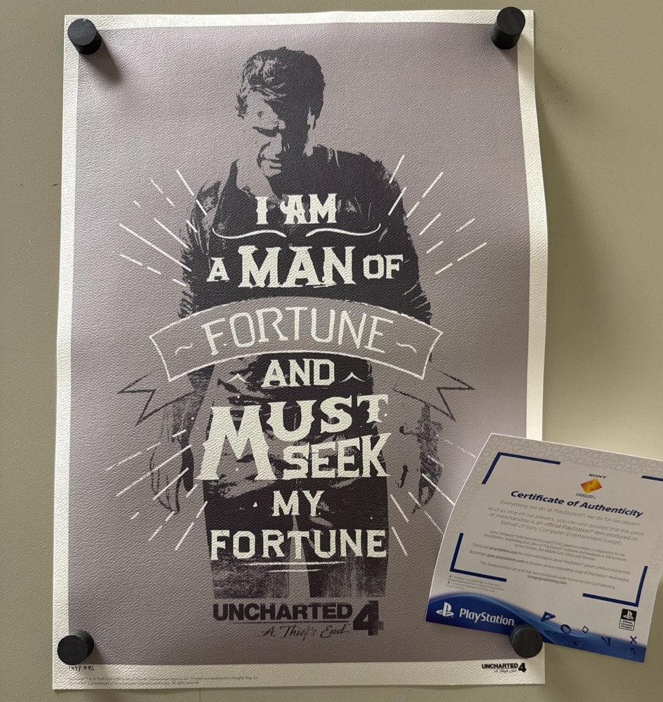 Uncharted 4 I am a man of fortune and must seek my fortune art print w/ COA