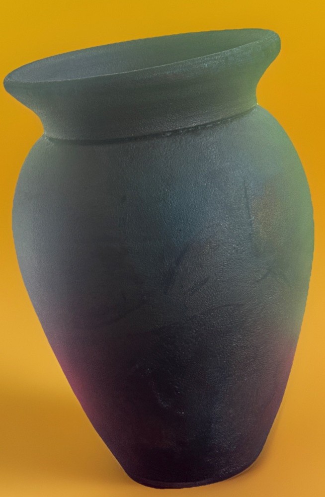 Lois Gress Neal Raku Fired Iridescent Pottery Vase Vessel Signed 9.5” By 5.5”