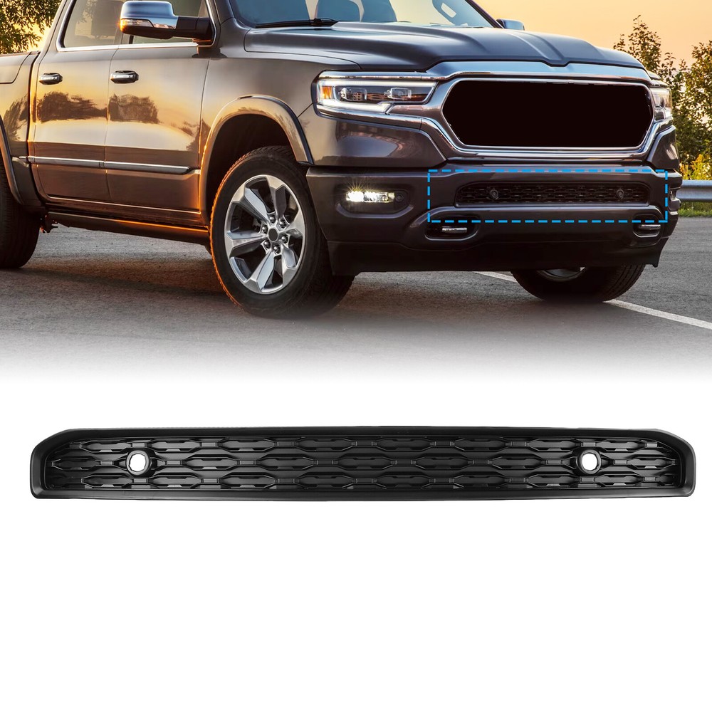 68414138AA FOR 2019-2024 DODGE RAM 1500 GLOSSY BLACK FRONT BUMPER LOWER GRILLE