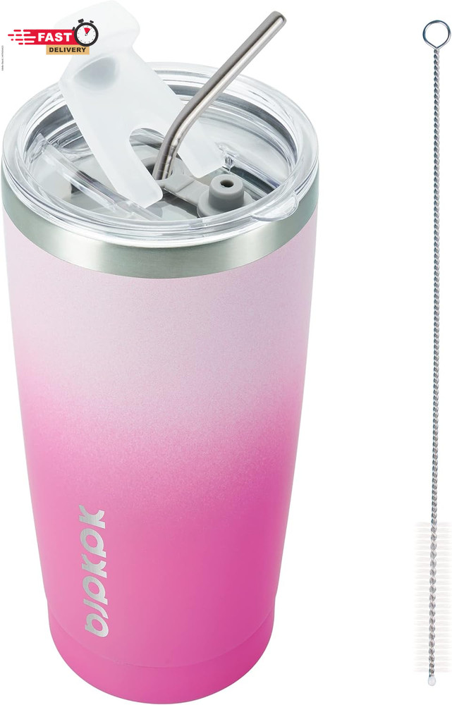 BJPKPK 20Oz Stainless Steel Tumbler with Lid and Straw, Double Wall Vacuum Coffe