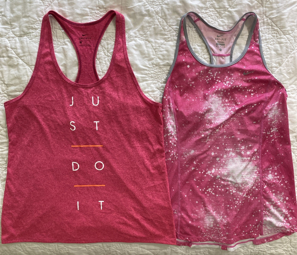 Lot of 2 - Women's Nike Dri-Fit Racerback Tank Top Shirts, Medium, Pink