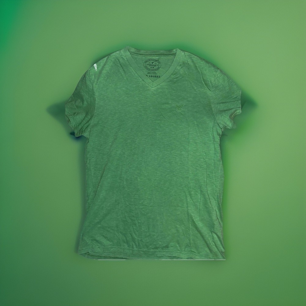 American Eagle Outfitters Legend Green V-Neck Men's Jersey Cotton T-Shirt
