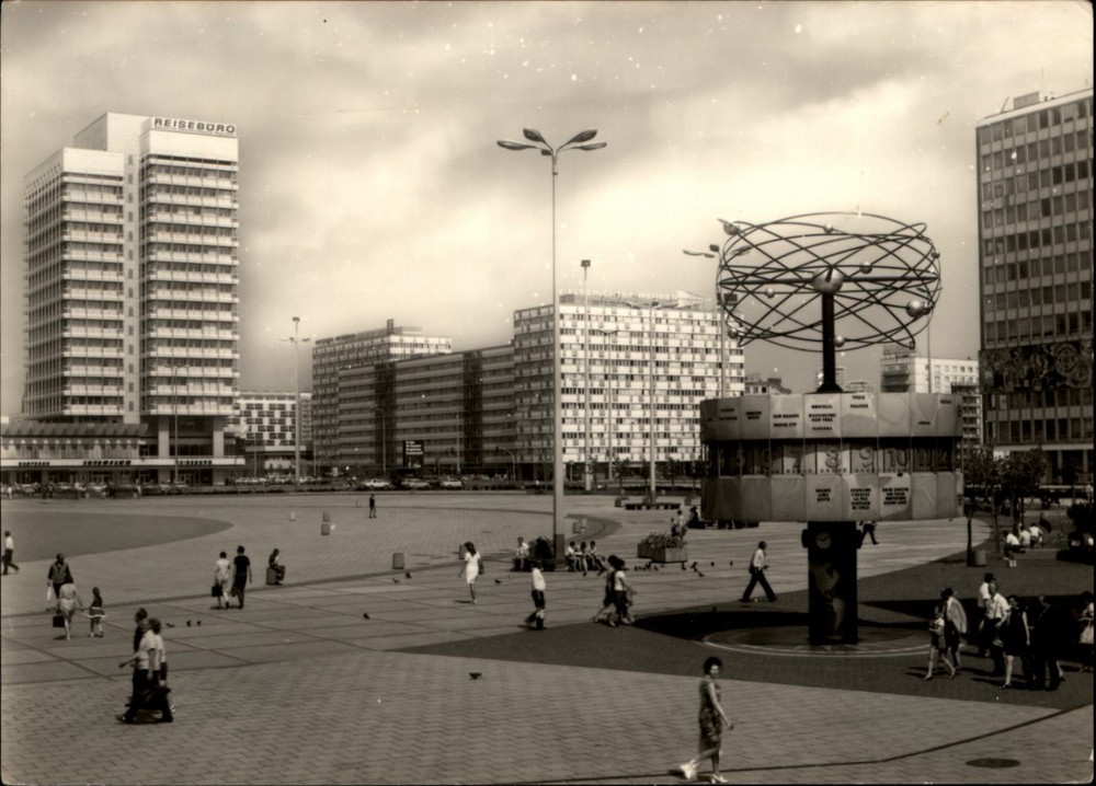 RPPC Urania Clock Berlin East Germany vintage postcard a925