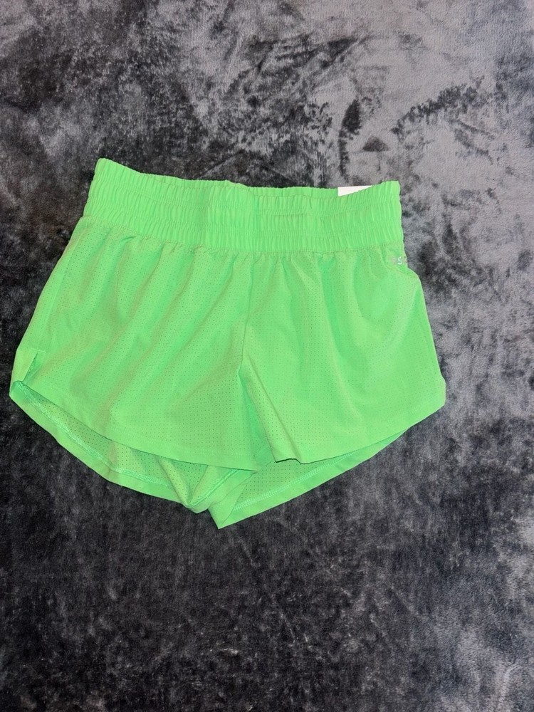 DSG Women's Stride High-Rise Perforated Running Shorts in Neon Green