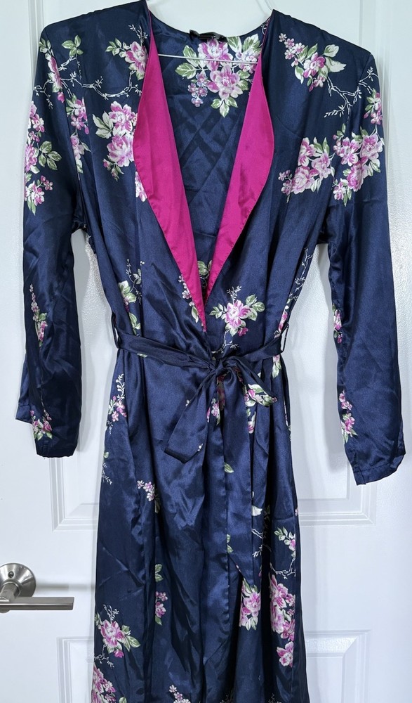 Beautiful Jones New York Blue Satin Robe - S/M