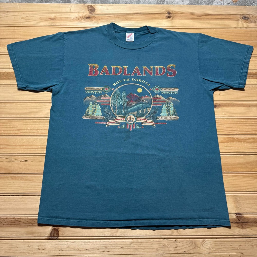 Vintage 1994 Badlands South Dakota Nature National Park Graphic T-Shirt USA - XL