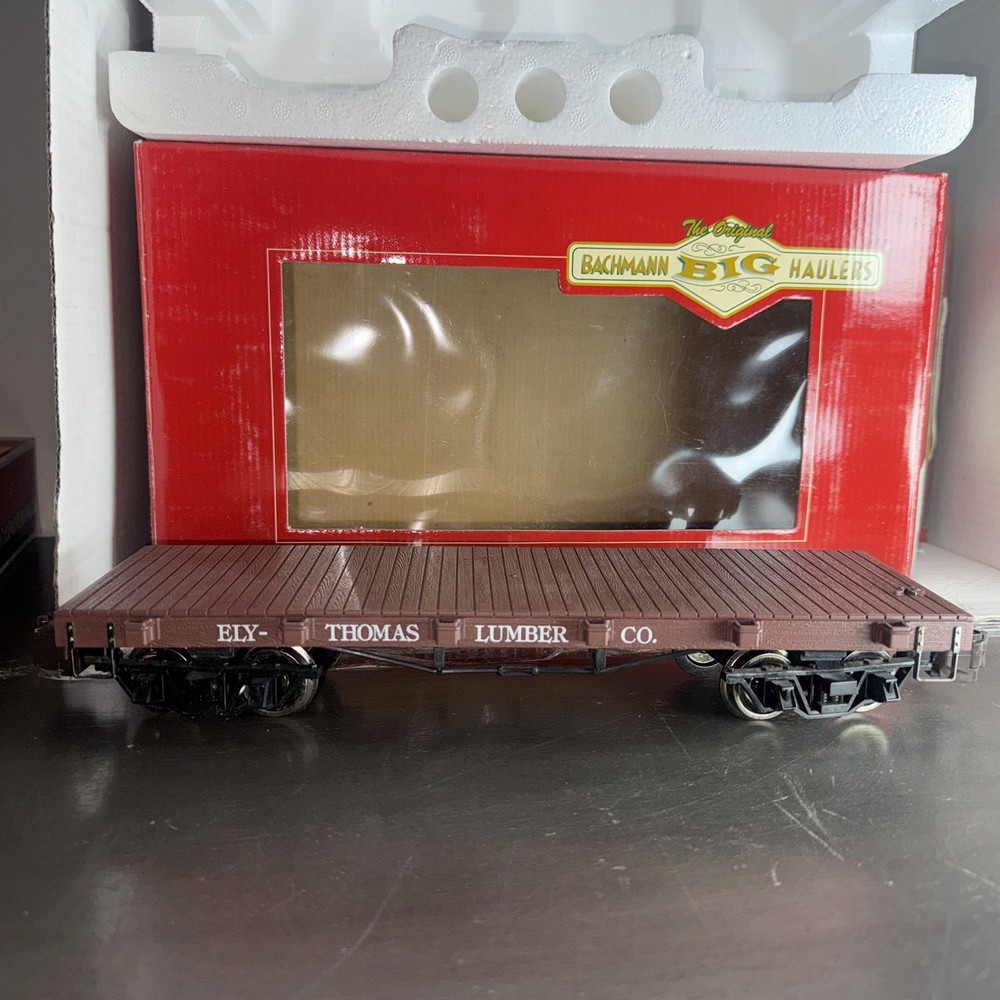 Bachmann G Scale 20’ Flat Car ELY-THOMAS Freight Car With Metal Wheels #95627