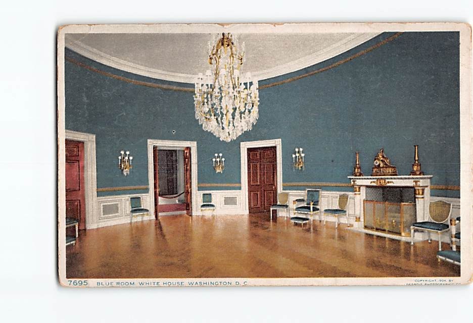Postcard Blue Room White House Washington DC USA