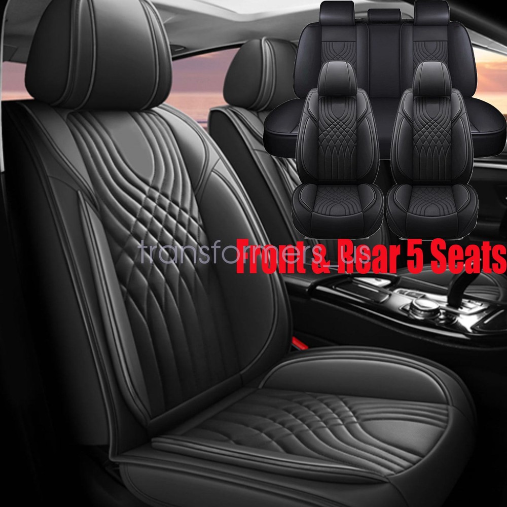Car Seat Cover Full Set Front+Rear 5 Seats Fits Acura TLX RDX MDX ILX TSX Black