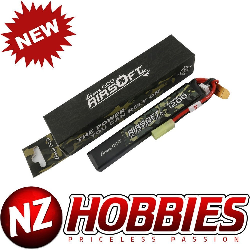 Gens Ace 25C 1200mAh 2S1P 7.4V Airsoft Battery With Tamiya Plug-image