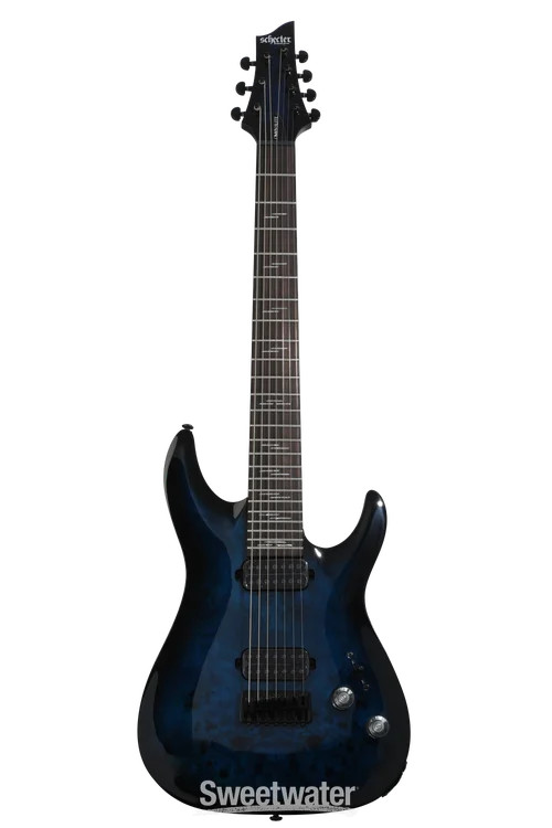 Schecter Omen Elite-7 Electric Guitar - See Thru Blue Burst