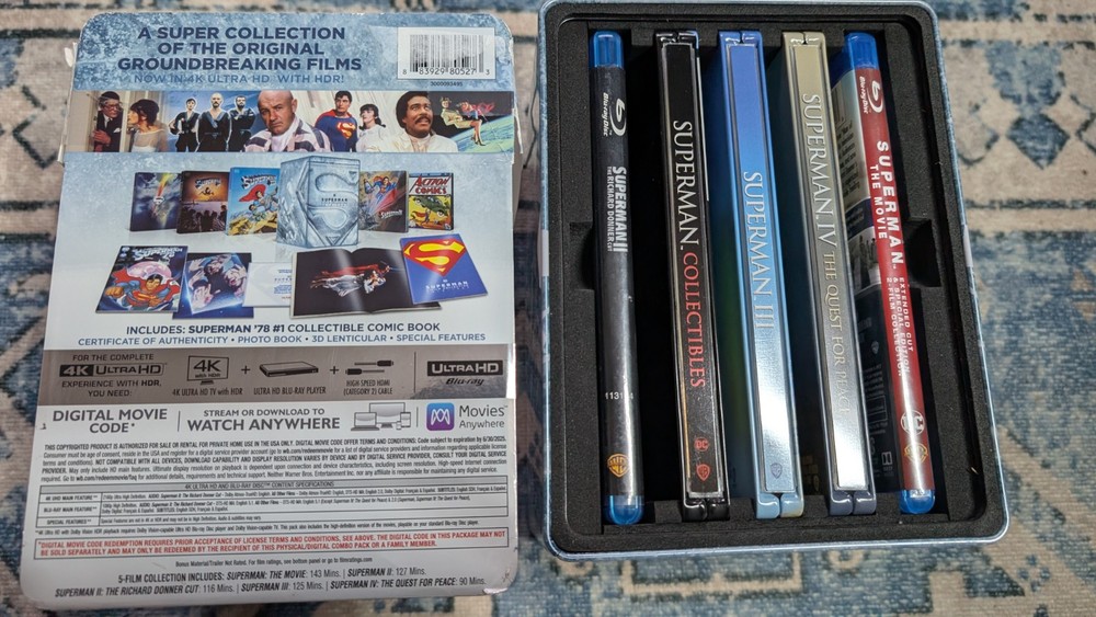 READ - SUPERMAN 5FILM COLLECTION STEELBOOK 4K+BluRay+Digital - 2 Bluray 3 Steel
