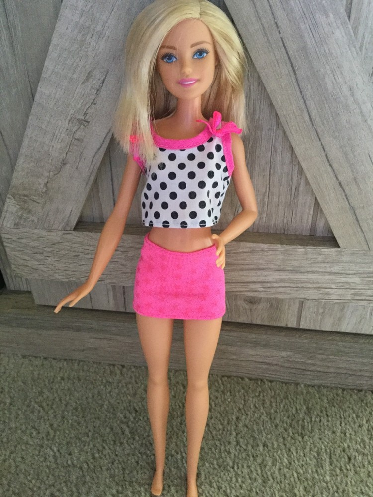 1986 Mattel Barbie and the Rockers #3055 Barbie Doll Pink Mini Skirt Polka Dot T