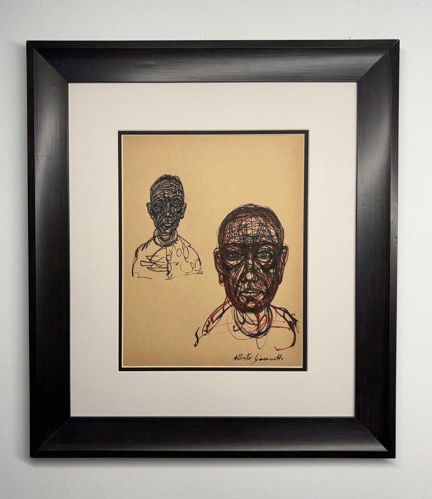 Alberto Giacometti Mixed Media on paper Matted & Framed  Hand signed Attributed