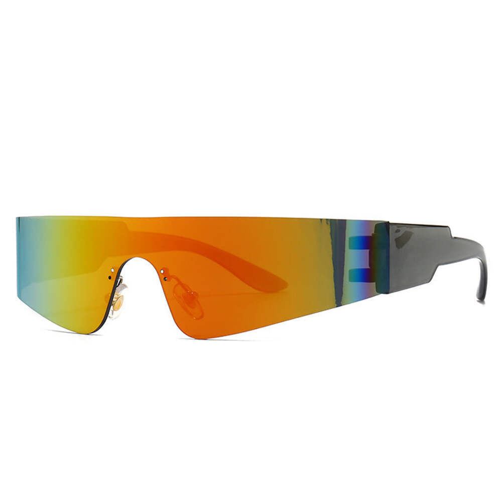 Flat Top Sunglasses, One-Piece Frameless Fashion Glasses with UV400 Protection,