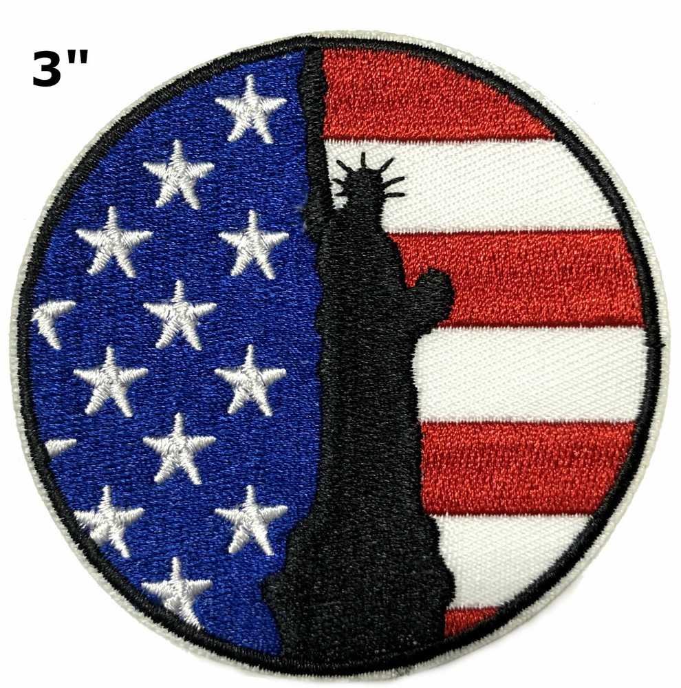 Statue of Liberty American Flag USA Embroidered Patch Iron-On Custom Applique