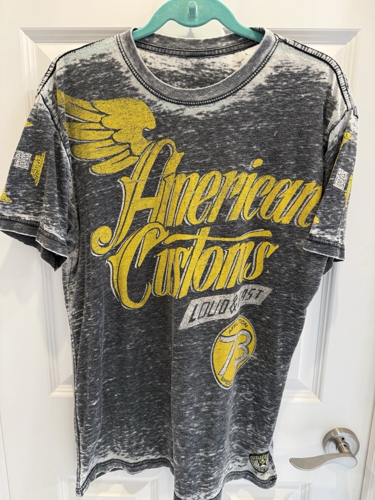 Vintage Affliction American Customs T-Shirt Mens Large Gray