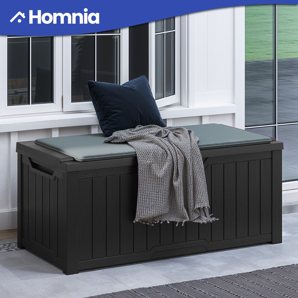 120 Gallon Outdoor Storage Box Patio Deck Removable Cushion Large Bench Lockable
