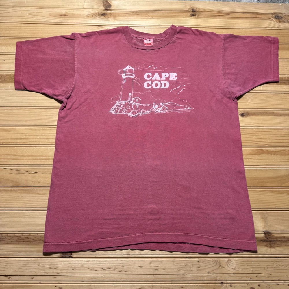 Vintage 90s Cape Cod Massachusetts Lighthouse Graphic Souvenir T-Shirt USA - XL