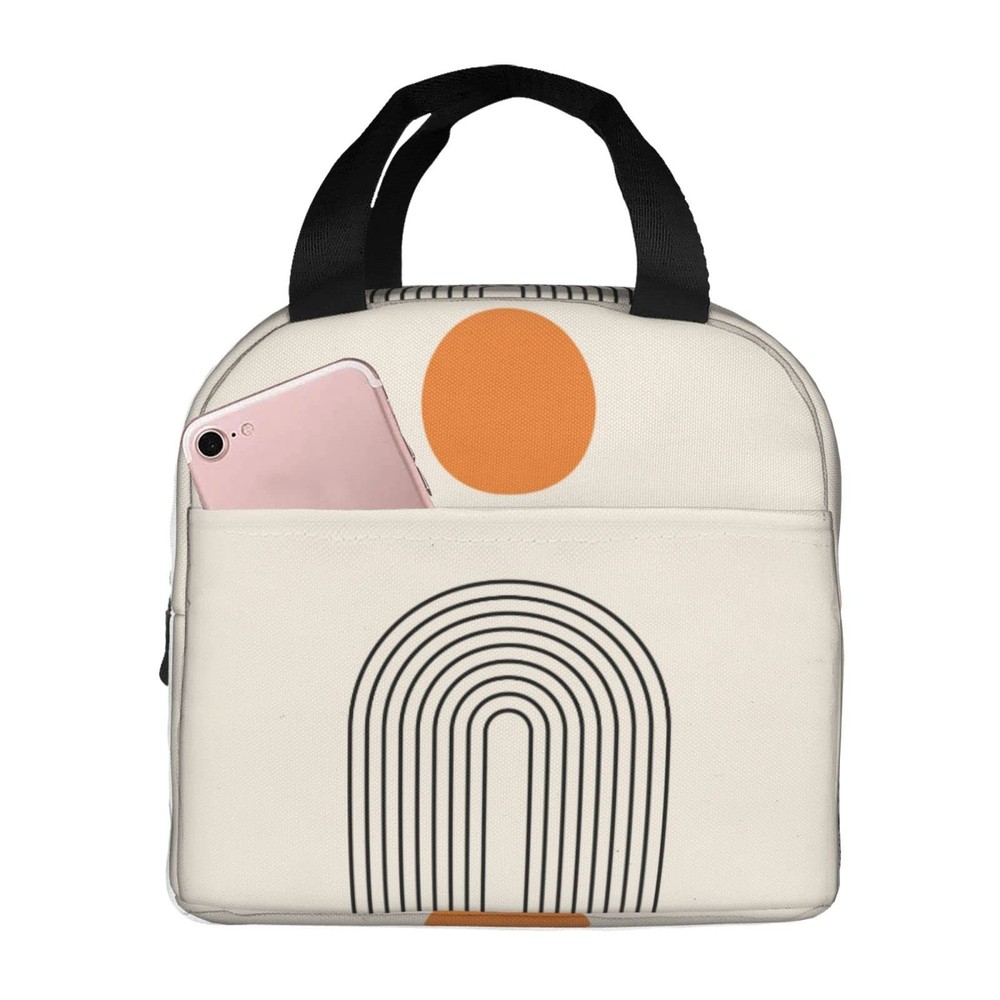Abstract Boho Insulated Lunch Bag Simple Modern Aesthetic Reusable Lunch Box-image