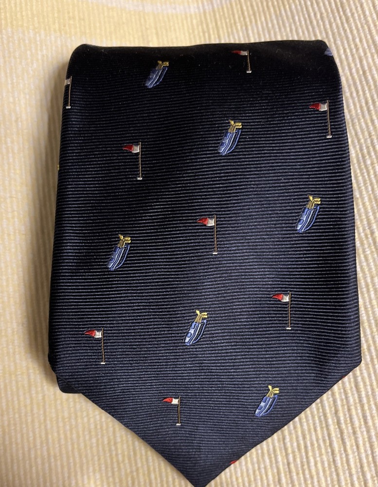 Vintage Tommy Hilfiger 100% Silk Tie Made in USA Classic Golf Pattern Blue