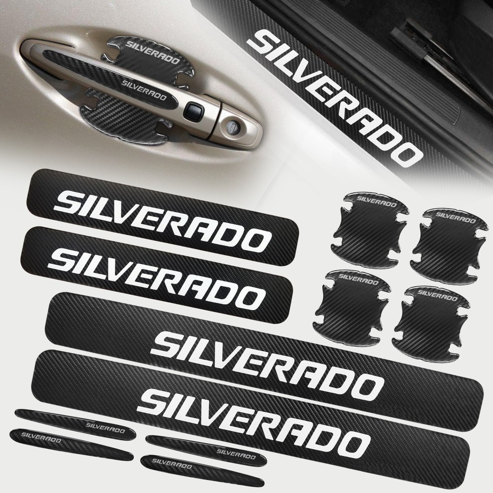 Car Door Sill Scuff Plate Cover Anti Scratch Stickers Protector For Silverado