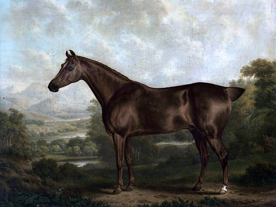 Oil painting nice animal A-Chestnut-Horse-in-a-Landscape-Charles-Towne canvas