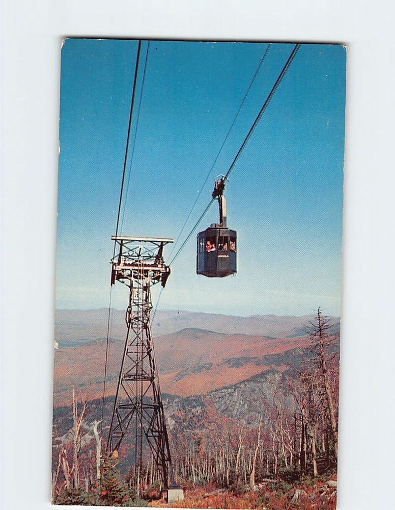 Postcard of Tram Car and Tower at Cannon Mountain Aerial Tramway, Franconia Notch NH