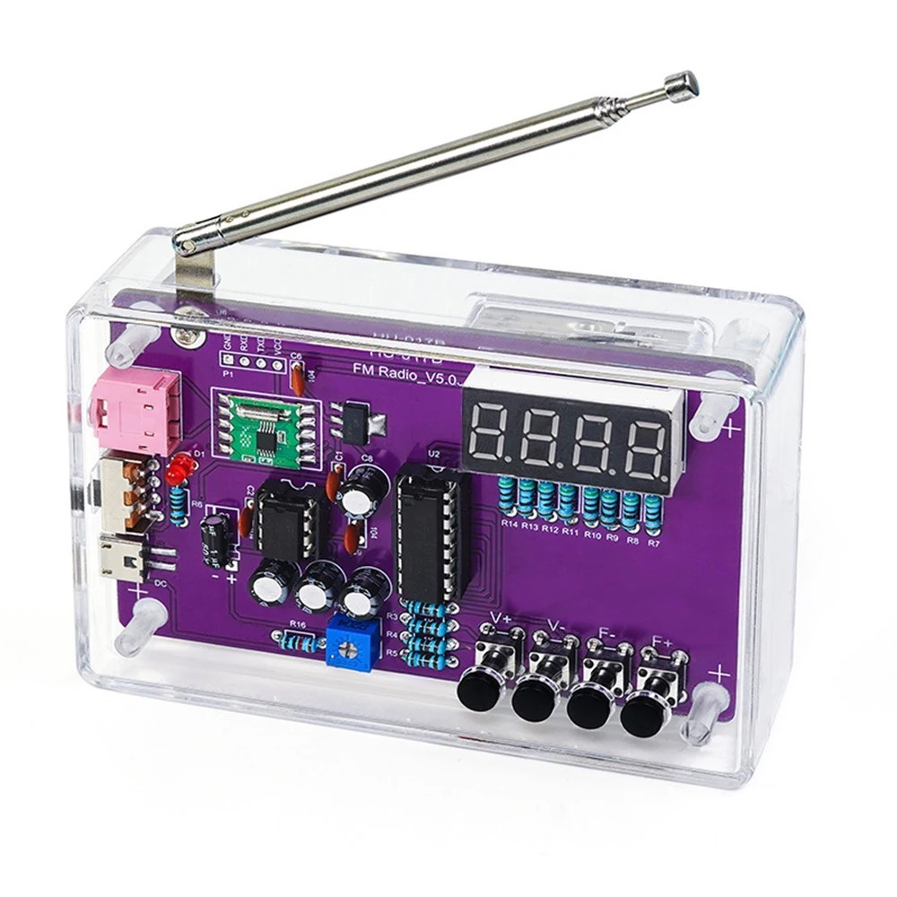 Radio Electronic Kit Adjustable Frequency 87-108Mhz Digital Display Soldering Pr