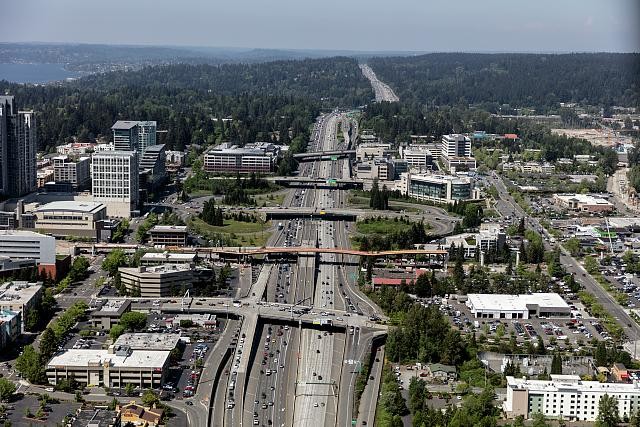 view suburbs Seattle 405 of of Interstate the Highway Aerial West through