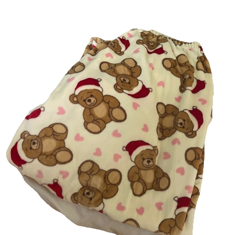 Medium Teddy Bear Soft Elastic Weekend Edition Christmas Holiday Pajama Pants