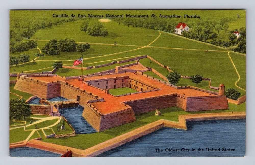 St Augustine FL-Florida, Castillo San Marcos National Monument Vintage Postcard