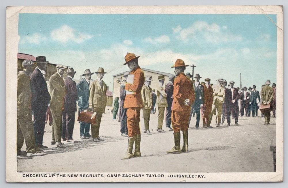 WWI Camp Zachary Taylor Louisville KY YMCA Recruits Postcard