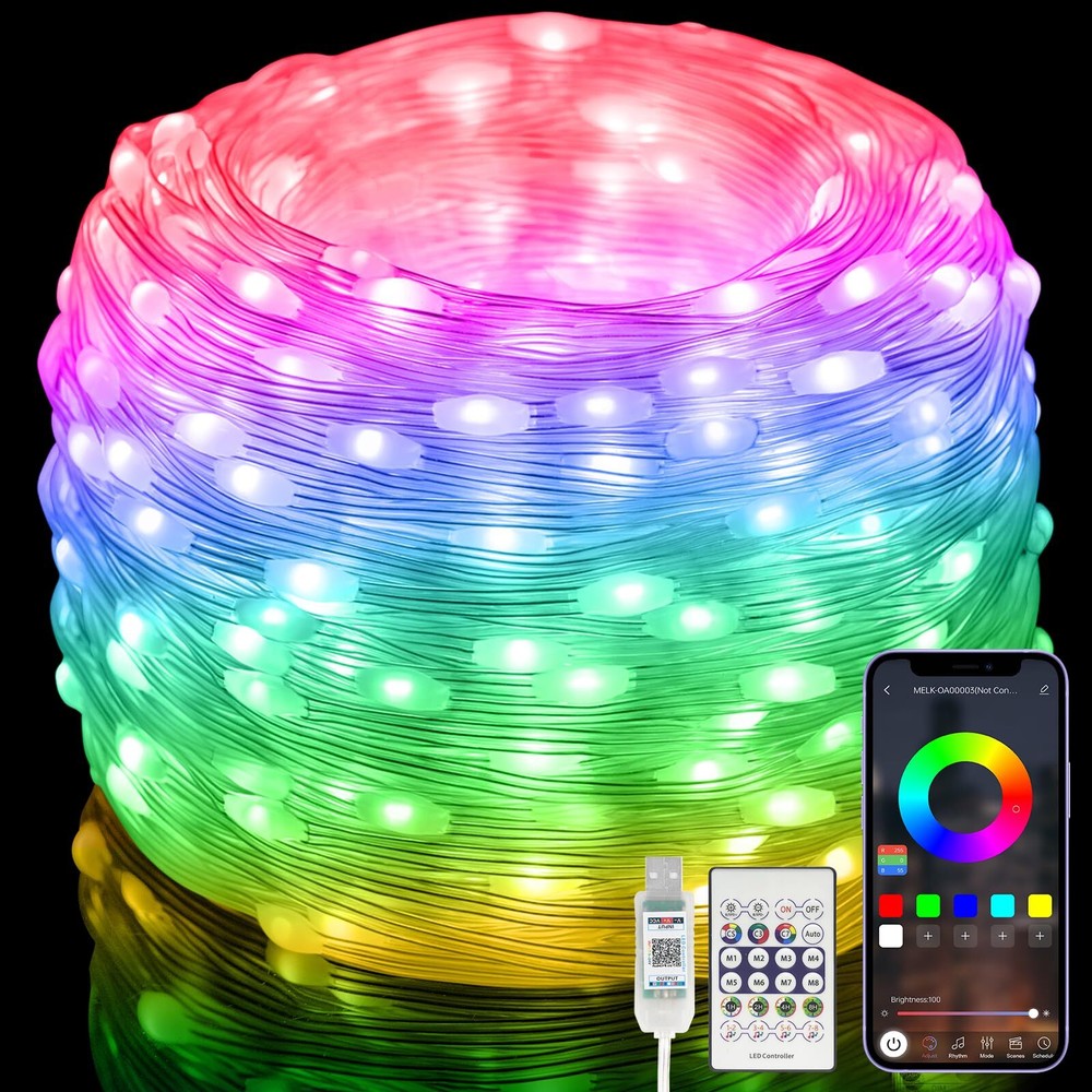 Electight RGB-IC Smart Fairy Lights [APP & Remote Control], 49FT/15M 150 LEDs...