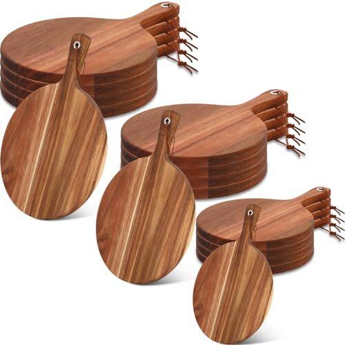 Acacia Wood Cutting Board with Handle Thick Round Charcuterie 3 Sizes 15-image