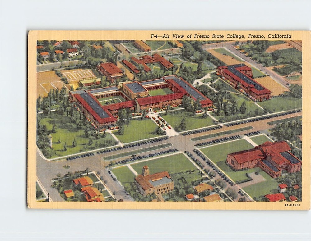 Postcard Aerial / Air View Fresno State College California USA North America