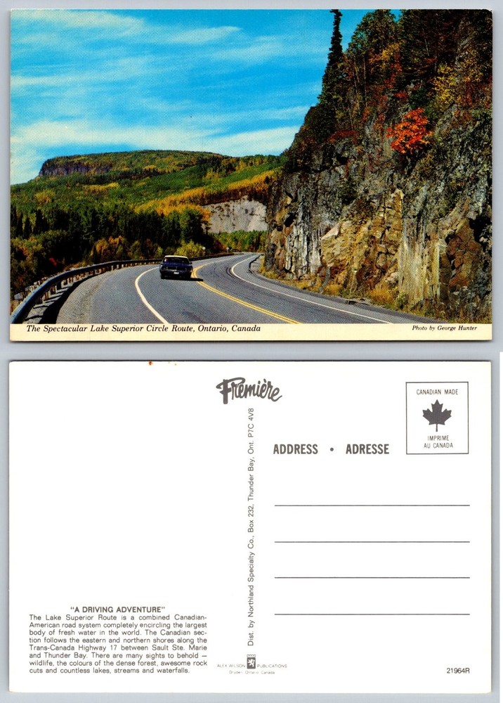 Vintage Lake Superior Circle Route Ontario Canada Scenic Road Postcard George