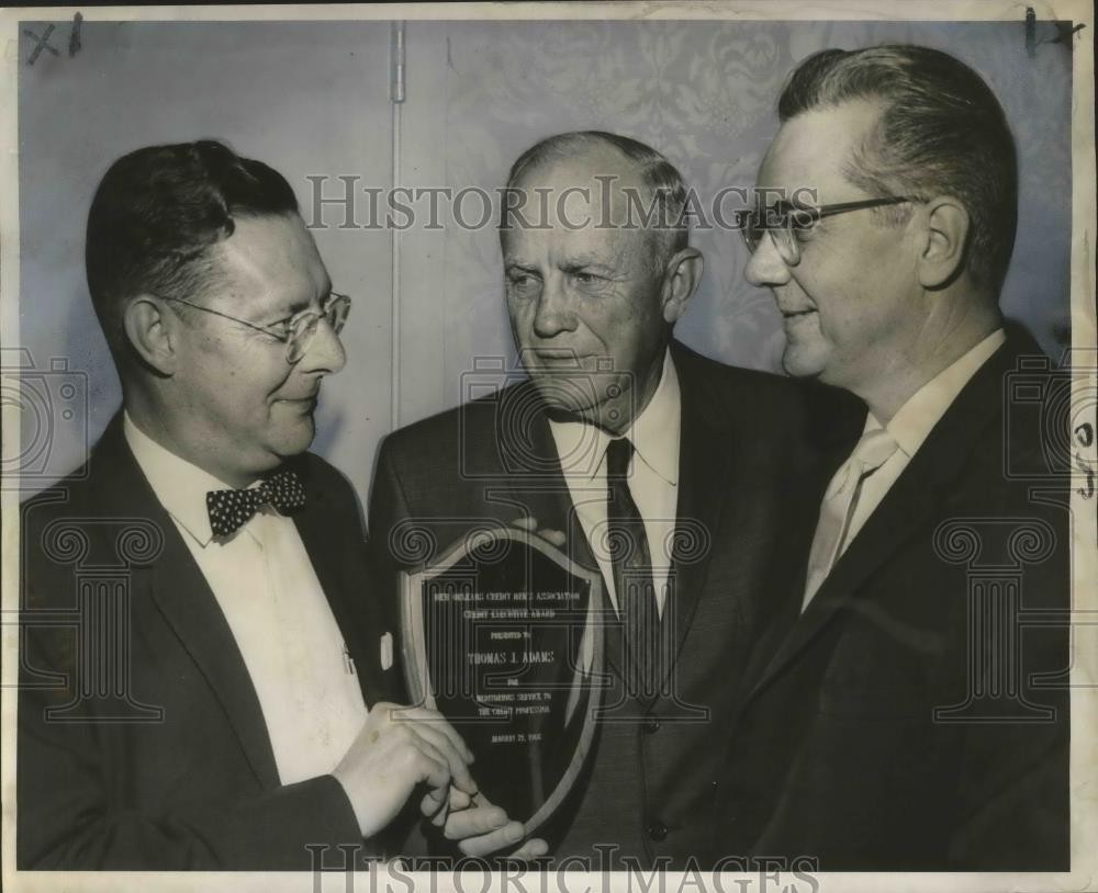 1966 Press Photo Thomas J. Adams receives Credit Executive of the year award.