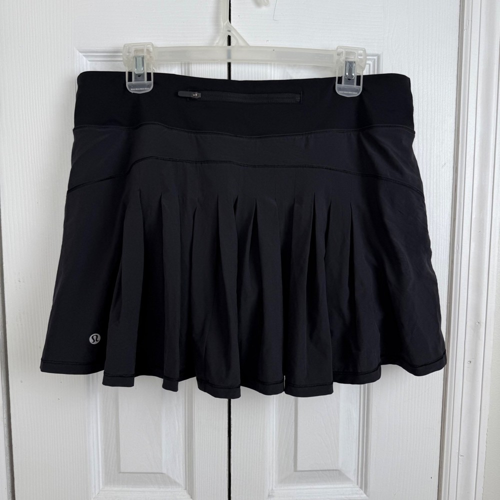Lululemon Pace Rival Skirt Tall Black Pleated Tennis Running Golf Skort  10 Tall
