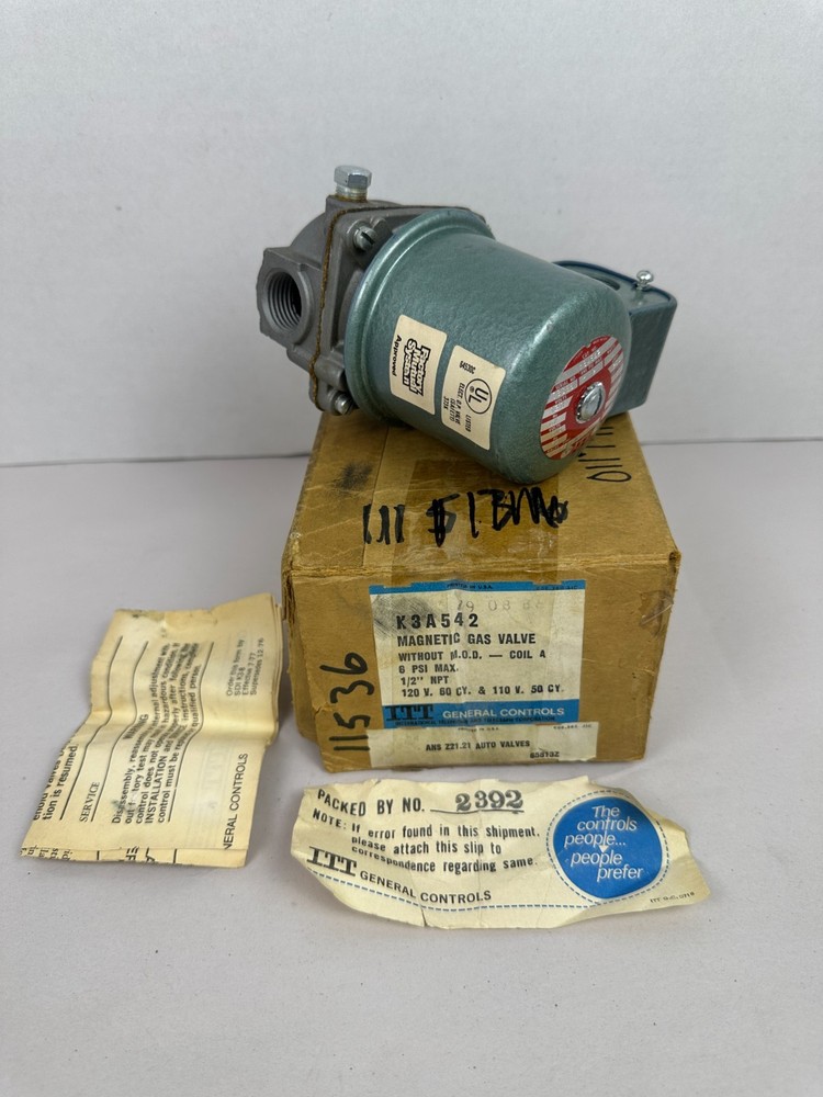 New ITT General Controls K3A542S Magnetic Gas Valve: 1/2