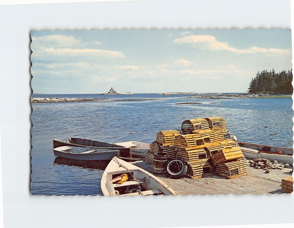 Postcard Cuckolds Light Boothbay Harbor Maine USA