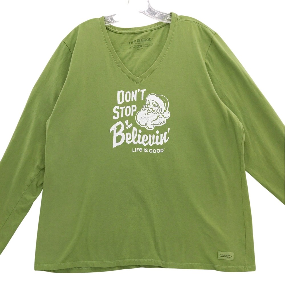 Life is Good Womens XXL Christmas Santa Long Sleeve Crusher Tee