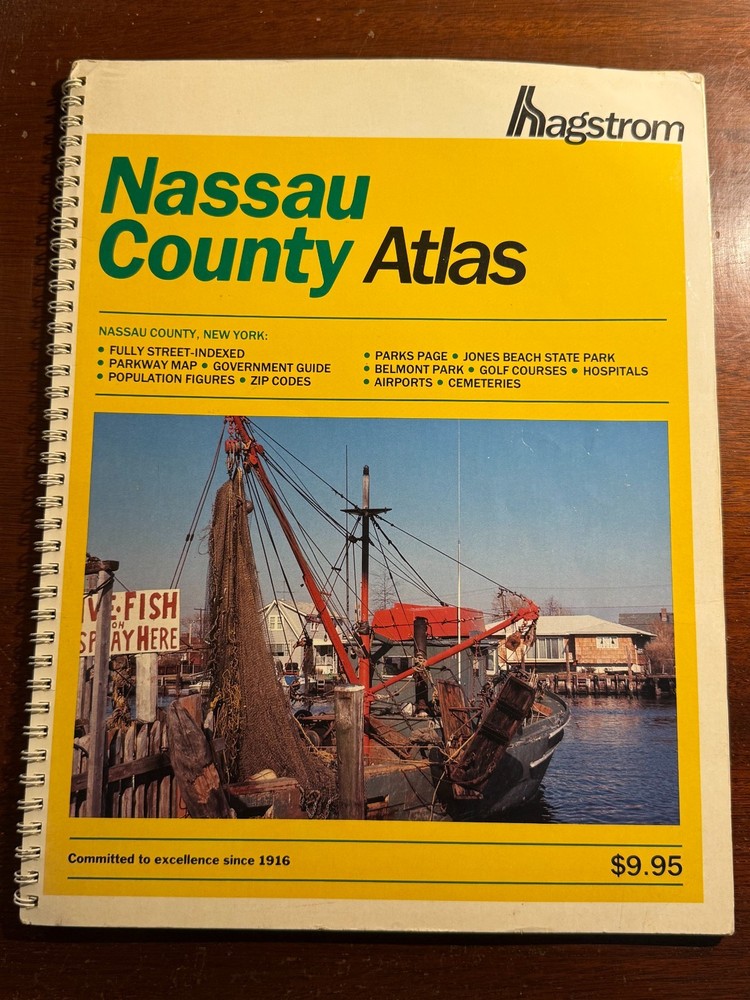 Nassau County Atlas 17th Edition 1986 Hagstrom Map Vtg Long Island New York