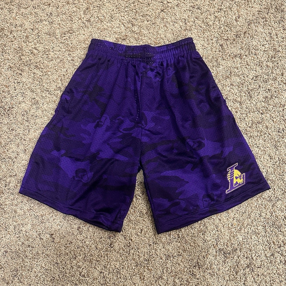 NEW Warren Lotas x LA Lakers Reaper Camo Mesh Basketball Shorts Purple Large