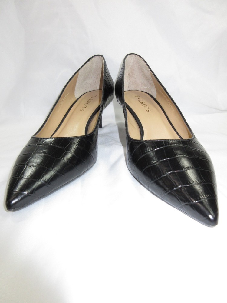 Talbots Croc Embossed Black Leather Pointy Toe 2