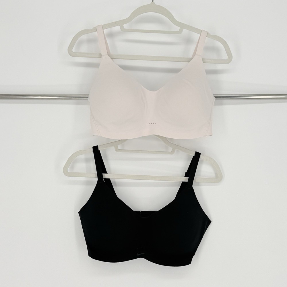 Nike Dri Fit Sports Bra Lot Women's LARGE / C-E Cup Black Light Pink - Set of 2