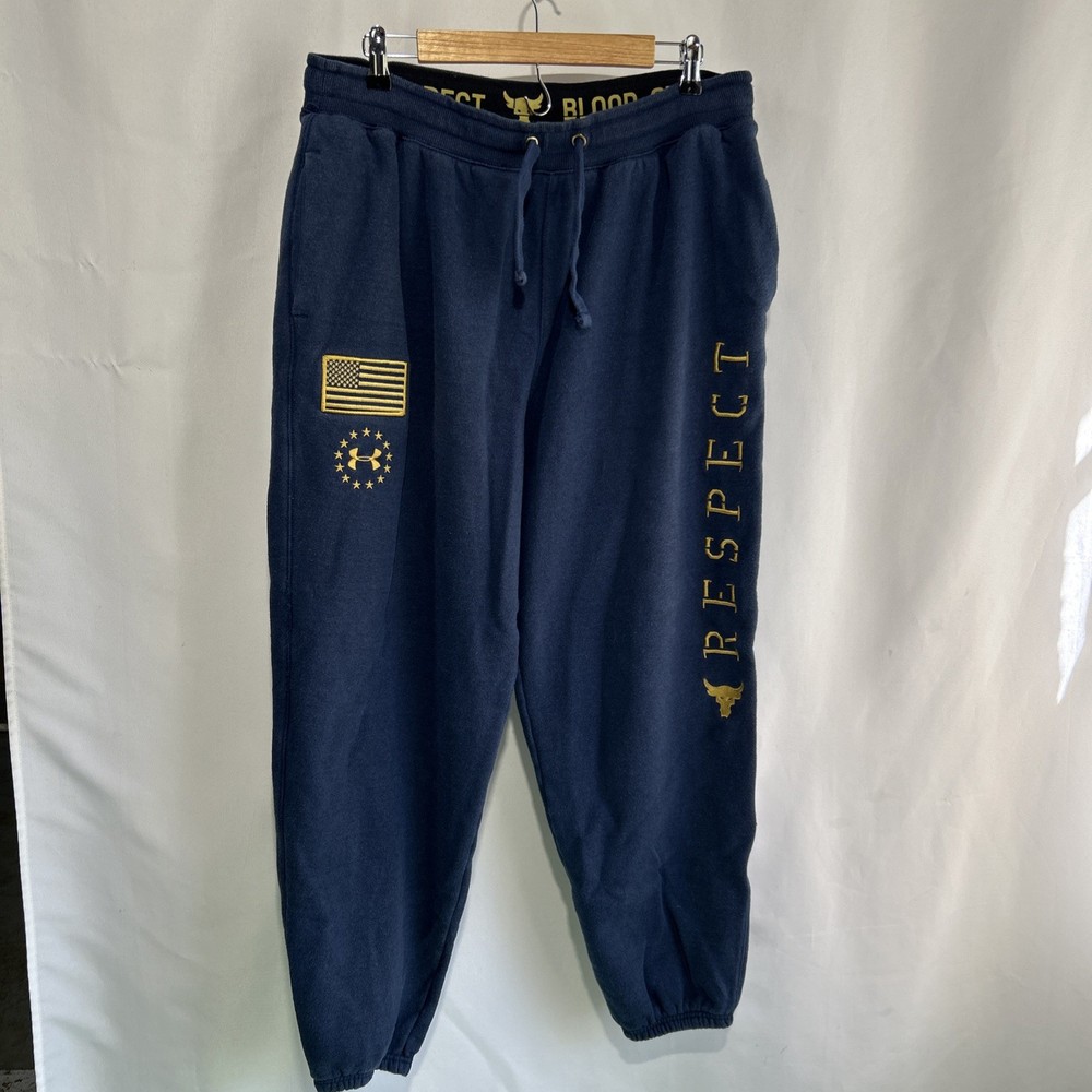 Under Armour Project Rock Blood Sweat Respect Sweatpants Men XL Blue Joggers