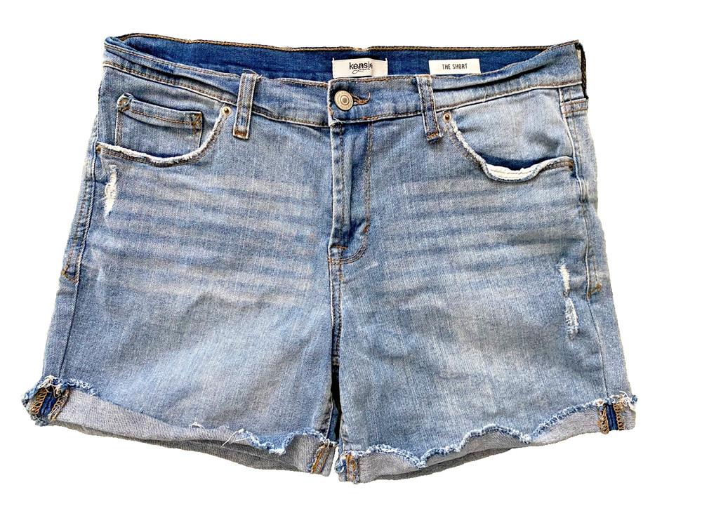 Kensie Shorts Womens 6/28 Blue Light Wash Cut Off Vintage Luxe Casual High Rise