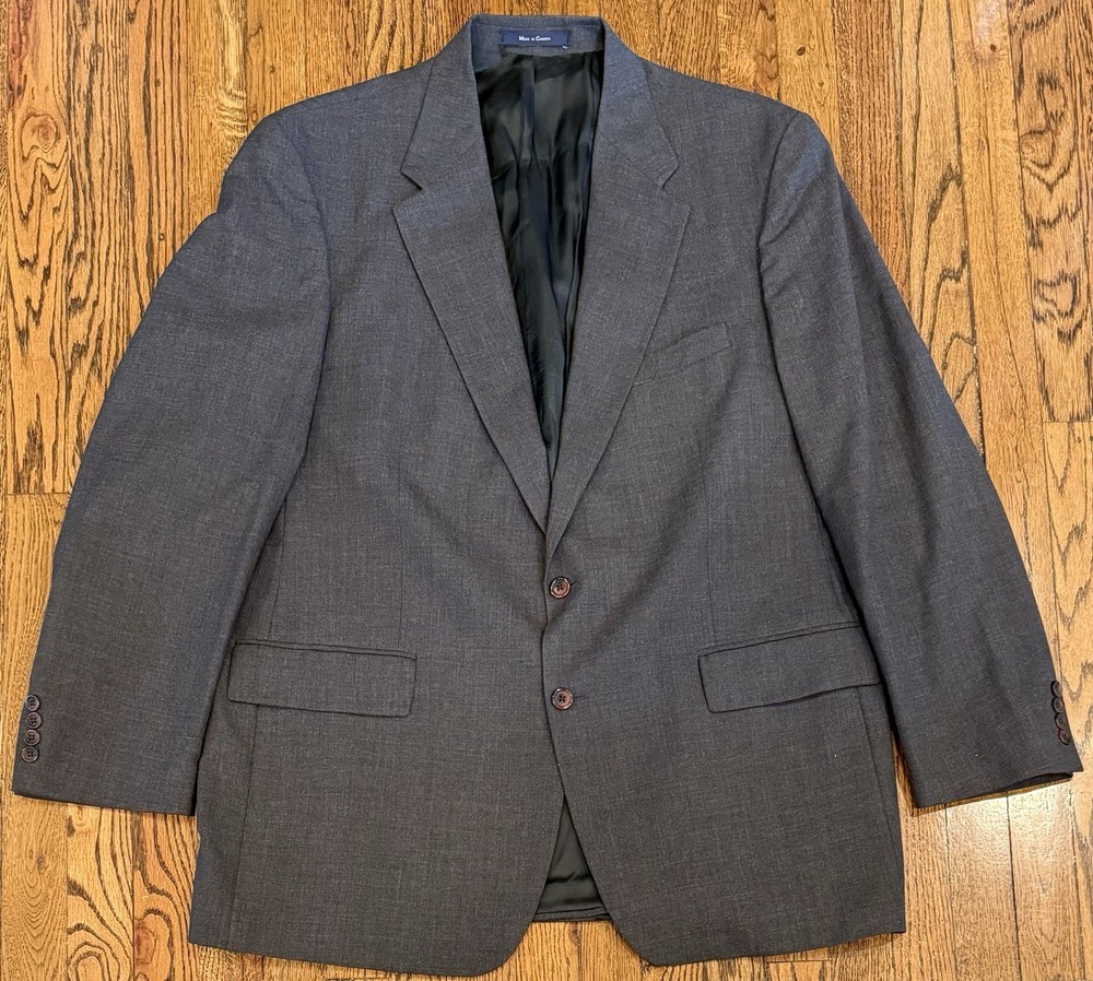 VTG Ralph Lauren Polo University Club Blazer Sport Coat Suit Jacket Gray 48L