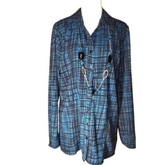 Croft & Barrow Plaid Blouse/Top Size-Large